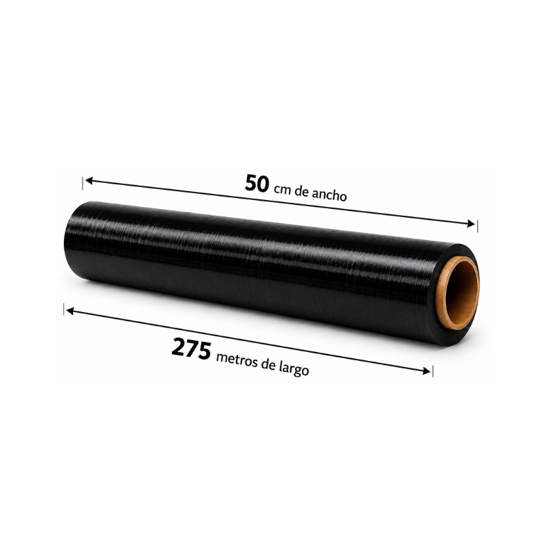 Film Stretch Negro 1,7KG 275 mts 500mm 20 micras (Caja 6 unidades) - Imagen 3