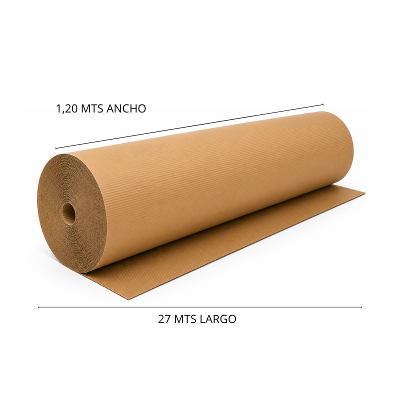 Rollo Cartón Corrugado 1,20 mts x 27 mts 8 KG Unidad - Imagen 2